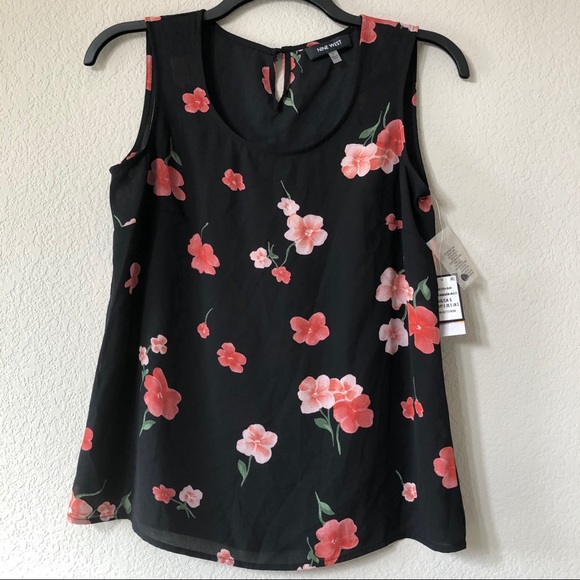 NWT! Nine West Keyhole Floral Sleeveless Blouse Small - Picture 3 of 6